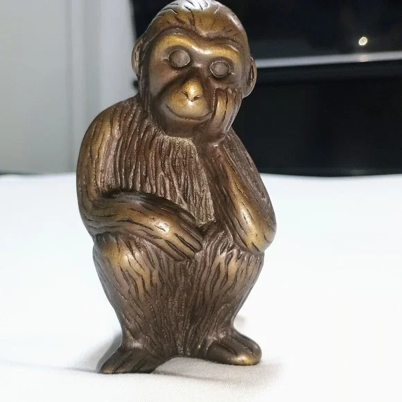 Levenger Vtg Bronze Brass Monkey Ape Ring Mail Letter Holder Paper Weight Desk - Picture 1 of 10